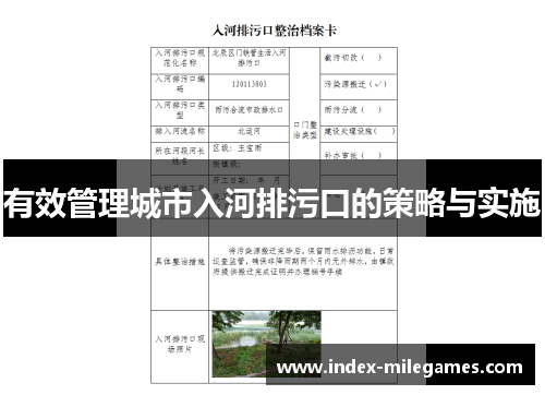 有效管理城市入河排污口的策略与实施