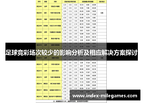 足球竞彩场次较少的影响分析及相应解决方案探讨