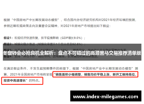 冬窗转会必抢良机全解析:盘点不可错过的高潜黑马交易推荐清单版 冬窗转会必抢良机全解析:盘点不可错过的高潜黑马交易推荐清单版